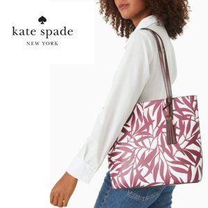KATE SPADE Authentic Jana Foliage Tote Handbag Smooth Leather Travel Resortwear